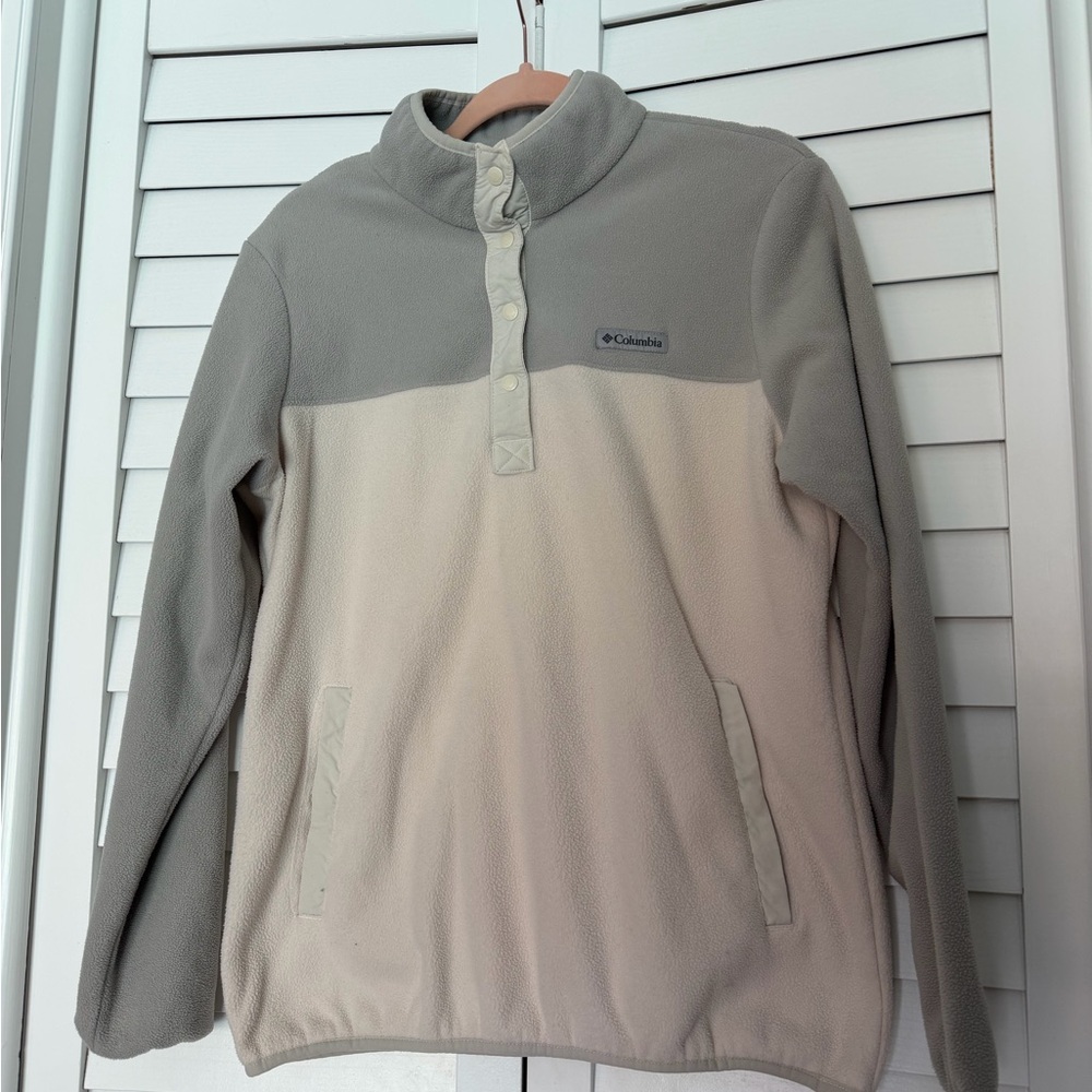 Columbia Two-Tone Pullover Fleece Jacket - Gray & Cream